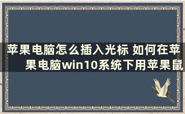 苹果电脑怎么插入光标 如何在苹果电脑win10系统下用苹果鼠标